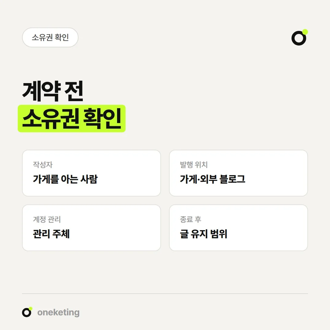 블로그 운영 대행 계약 전에는 작성자, 발행 위치, 계정 관리, 종료 후 유지 범위를 확인합니다.